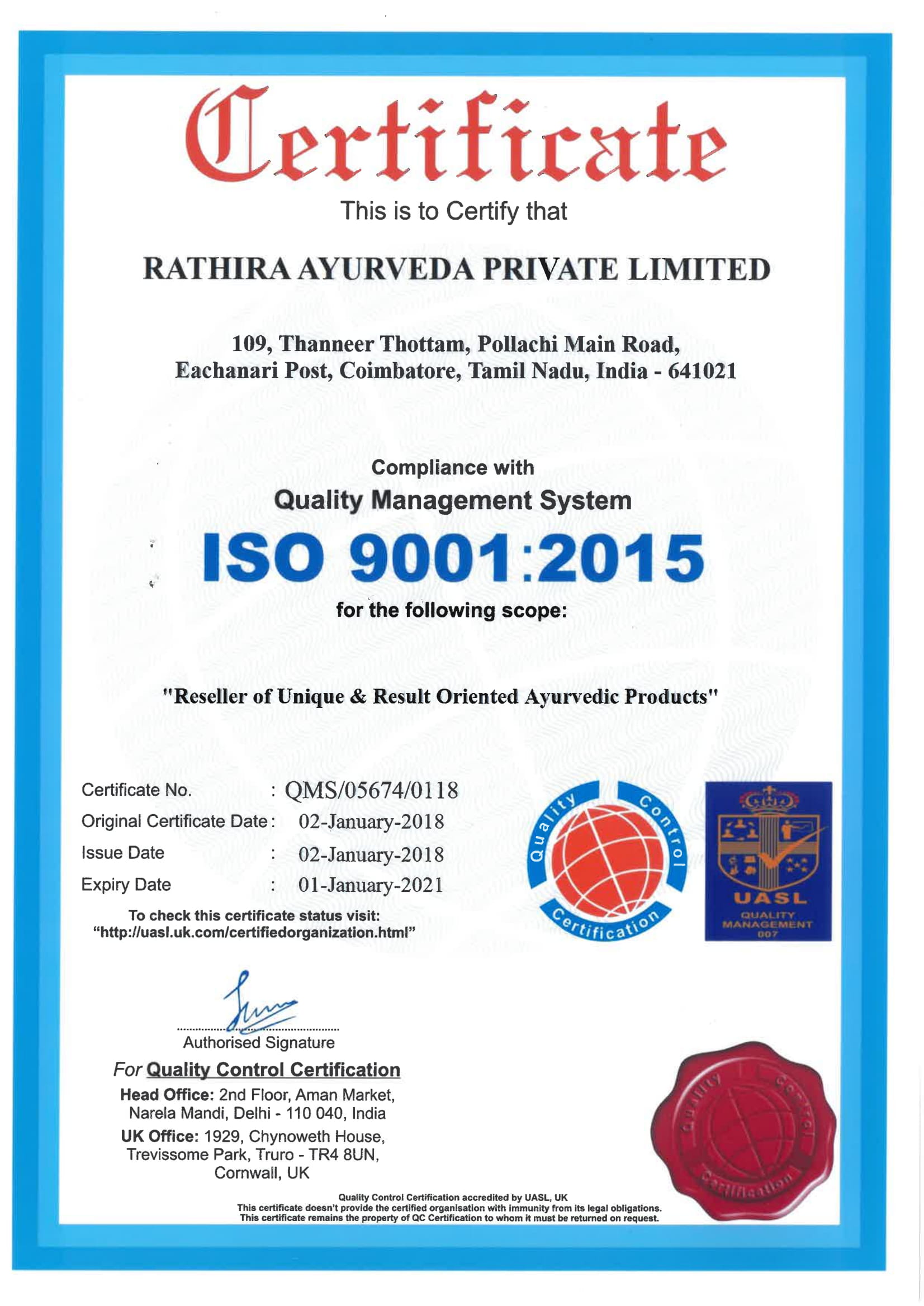 Certificate ISO